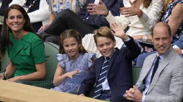 Prince William and wife Kate attend Wimbledon with their children Charlotte and George in 2023. (AP PHOTO)