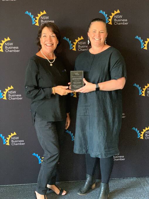 Team effort: Representing Inverell, Penny Alliston-Hall and Nicky Lavender accepted the award for Local Chamber of Commerce of the Year.