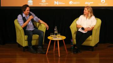 Author Trent Dalton, pictured in conversation with Rosemary Milsom in 2022, is one of the voices of the Sydney Writers Festival which will stream live in Inverell. Picture Peter Lorimer. 
