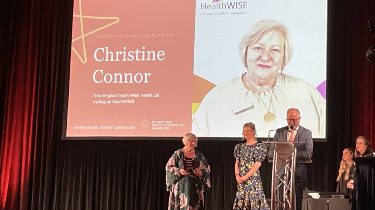 Christine Connor (left) was presented with an award at the 2023 Primary Care Quality and Innovation Awards. Picture supplied