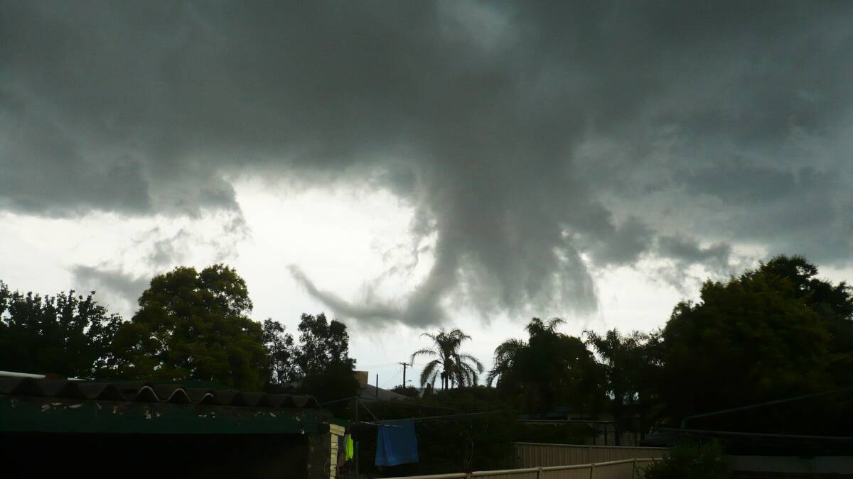 Funnel clouds which can lead to tornadoes formed over Inverell this week. Photos by Andrew Davis