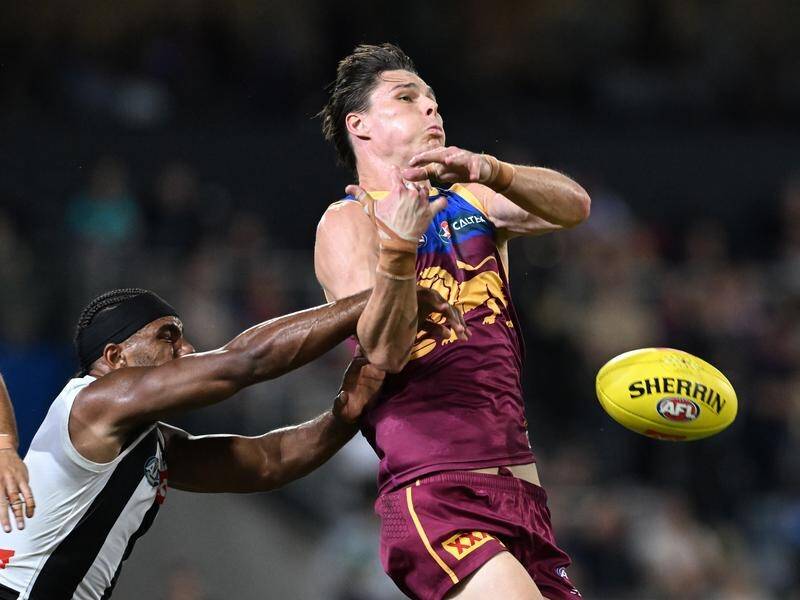 Eric Hipwood endured a bad day at the office when Brisbane lost to Collingwood on Thursday. (Darren England/AAP PHOTOS)