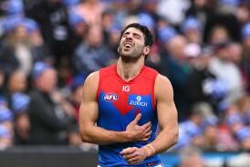 Melbourne star Christian Petracca was seriously hurt in round 13 and is now set for more surgery. (James Ross/AAP PHOTOS)